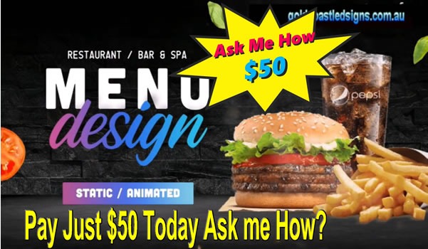 digital menu design $50